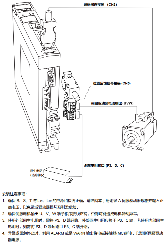 电机、反馈与回生电阻连接总图