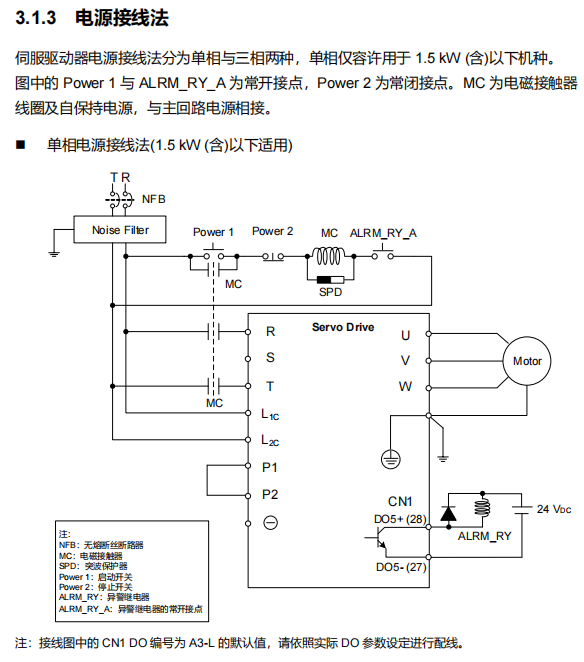单相R/T与L1C/L2C控制电源接法